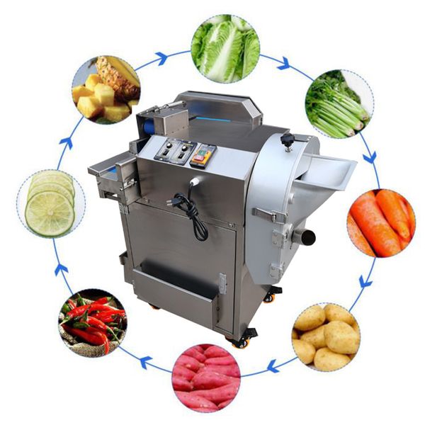 High-performance commercial vegetable slicer for potatoes, radishes, cucumbers, eggplants, onions, and tomatoes, capable of slicing, shredding, and dicing