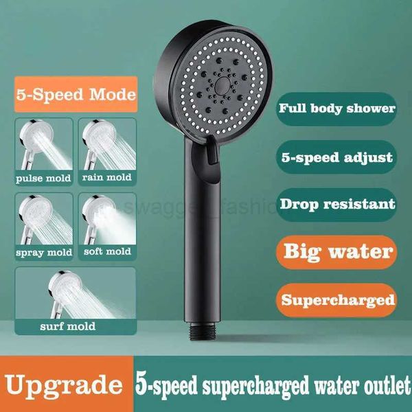 High-pressure adjustable shower head set with multiple spray modes for water-saving bathroom use