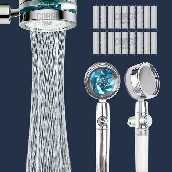 High-pressure handheld shower head with 360-degree rotation, including replacement hose, bracket, and cotton filter W250109