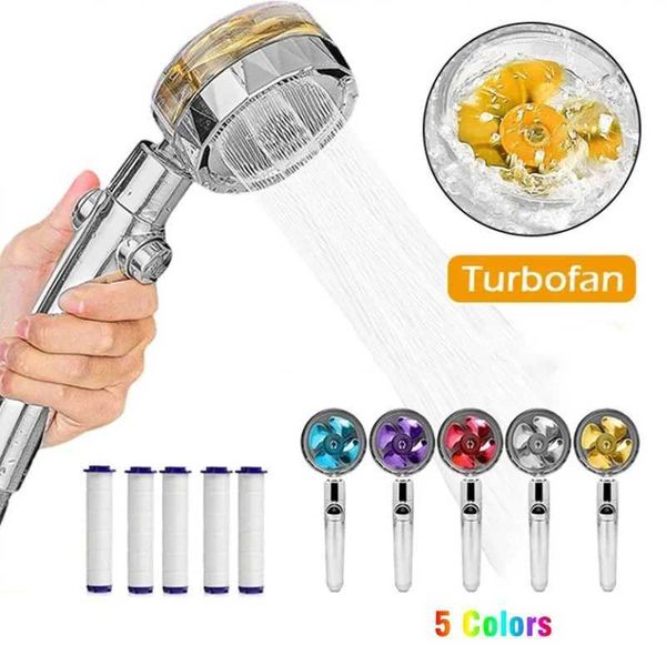High-pressure handheld shower nozzle with turbo boost, small waist design, built-in filter, and one-touch water stop for home bathrooms W250109