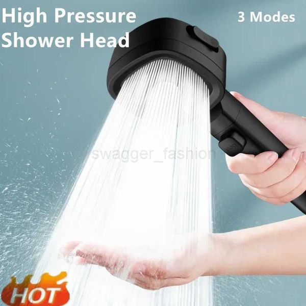 High-pressure shower head with 3 adjustable modes, one-touch water stop, and massage spray for water-saving bathroom use