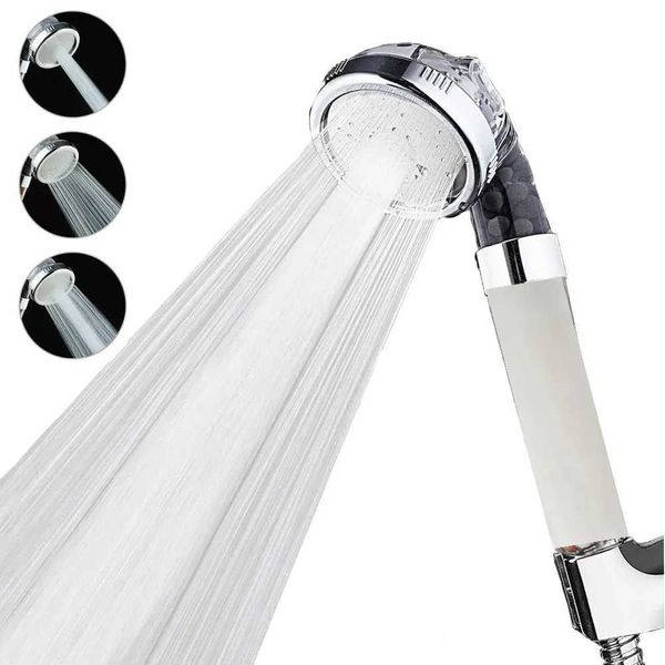 High-pressure shower head with 3-mode water purification filter for bathroom use