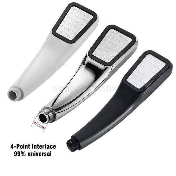 High-pressure water-saving shower head with 300 holes, available in chrome, black, and white for bathroom use