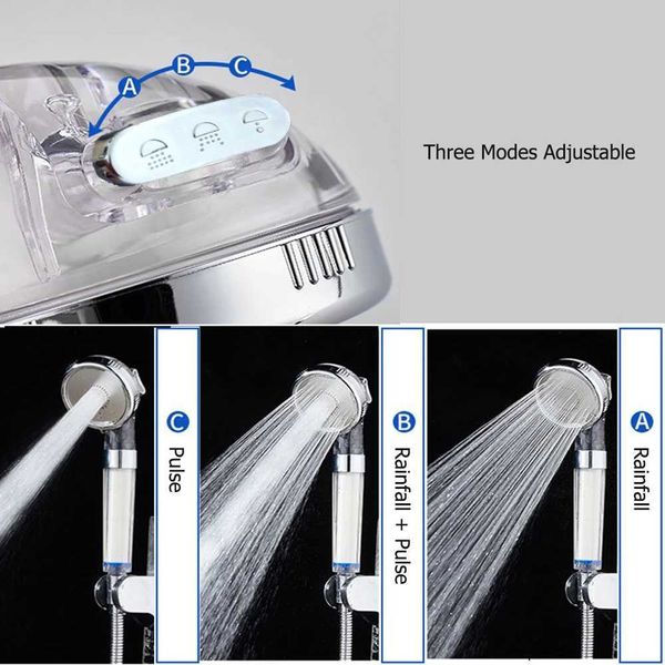 High-quality 3-function high-pressure SPA showerhead with water-saving massage and rainfall features, includes filter element