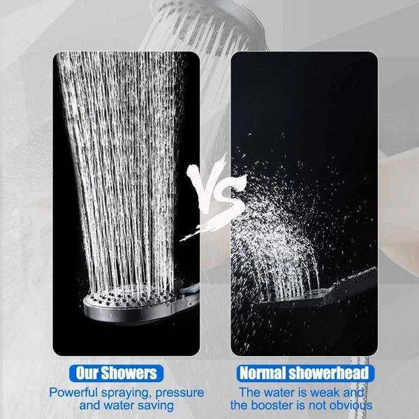 High-quality EHEH black shower with 7 adjustable modes for water-saving handheld bathing accessory T241030