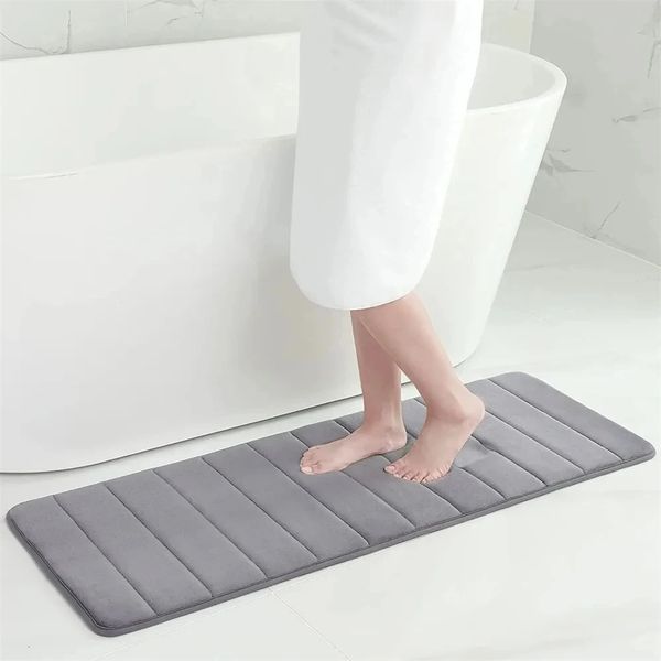 Homaxy Memory Foam Bath Mat Super Absorbent Bathroom Rug Shower Carpet Soft Coral Velvet Floor Rug Home Decoration Non-Slip Mats 250103
