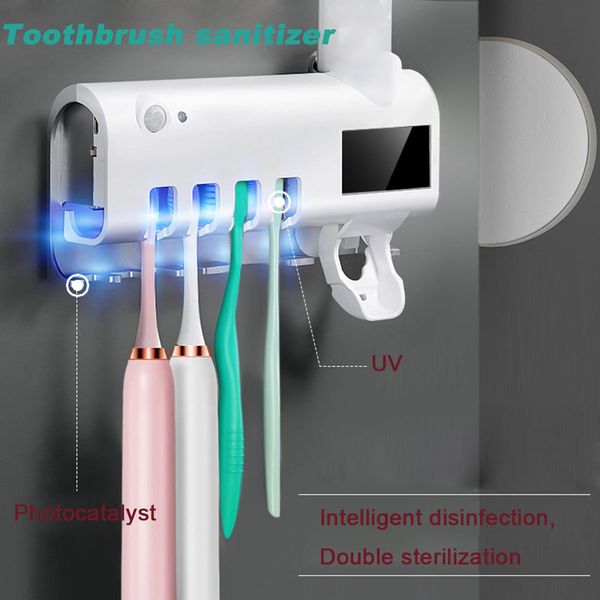 Home UV Toothpaste Holders with Dental Sterilizer for Toothbrush Sanitization and Germicidal Storage