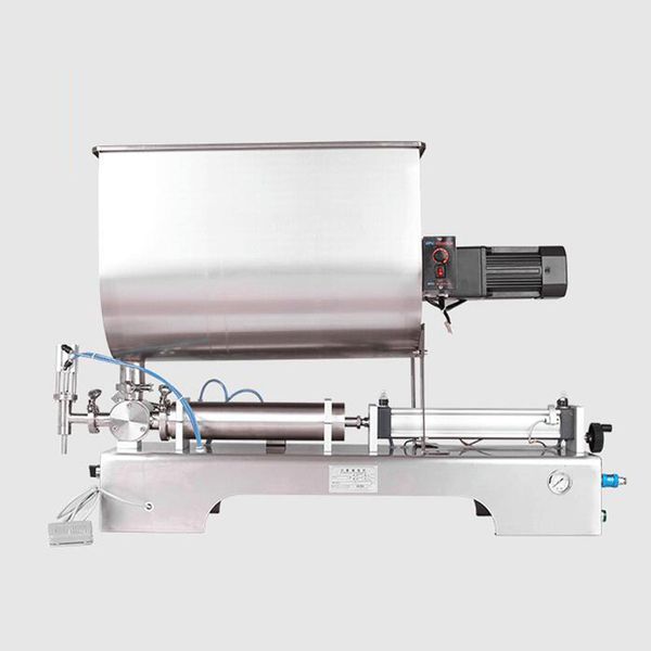 Horizontal mixing filling machine for tomato sauce, bean paste with particles, and peanut butter pneumatic filling machine