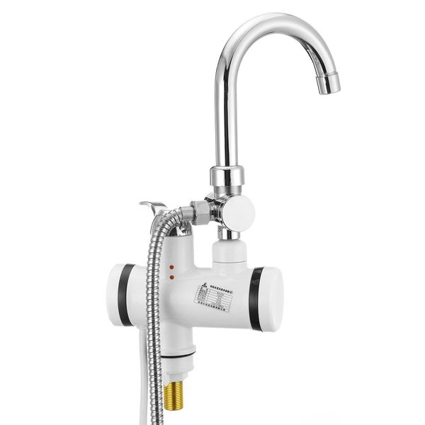 Instant electric water heater with fast-heating faucet featuring hot/cold mixer and LED display