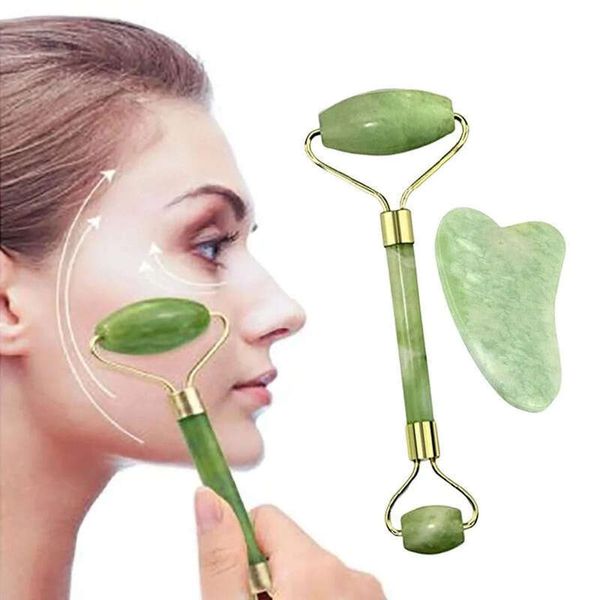 Jade pillow set with rollers, gua sha tools, facial stones, and anti-aging massagers for skin firming and reducing puffy eyes and neck wrinkles