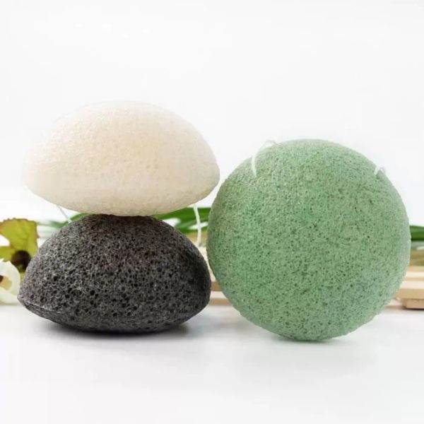 Konjac puff facial sponge for gentle exfoliation and makeup removal