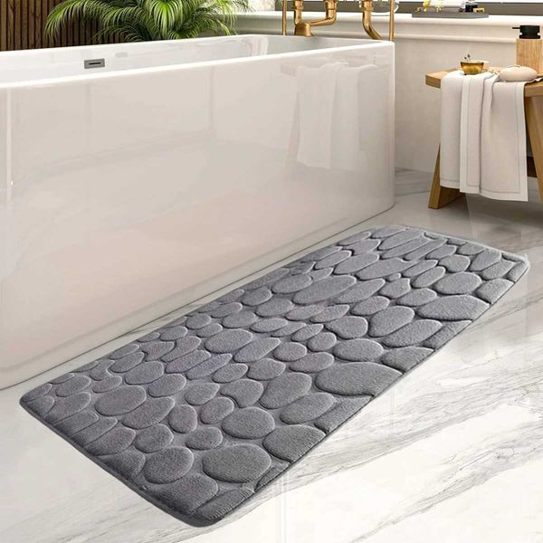 Large absorbent bathroom floor mat with anti-slip design for home decor