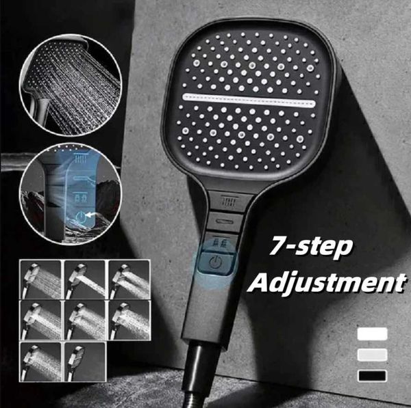 Large adjustable shower head with 7 spray modes, high-pressure water-saving design for bathroom use