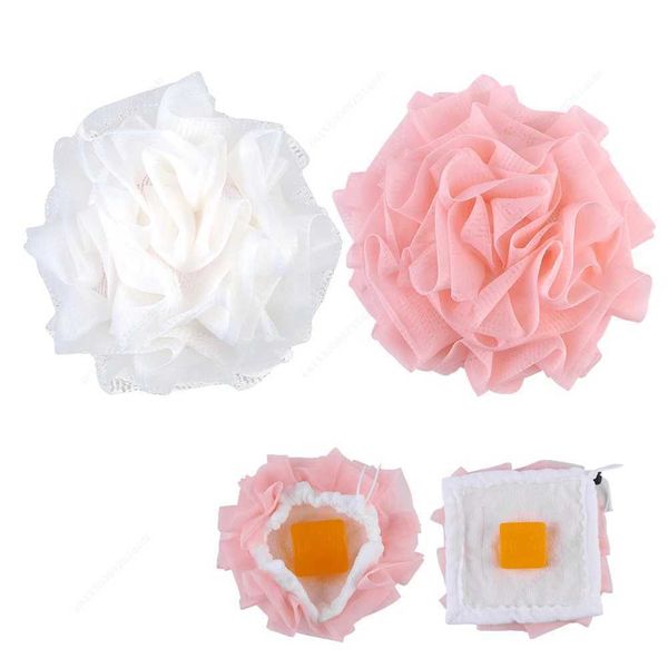 Large bath ball soap with rich bubbles, towel-compatible soap scrubber, body cleaning mesh shower sponge, bathroom accessory T250115