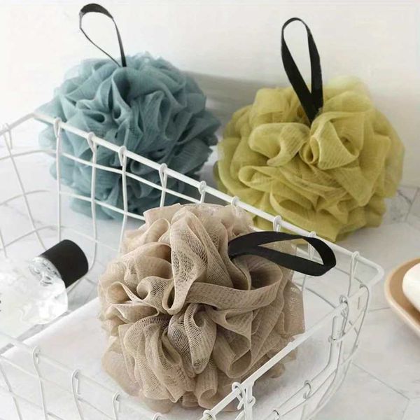 Large soft mesh loofah ball for exfoliating and cleansing during showers