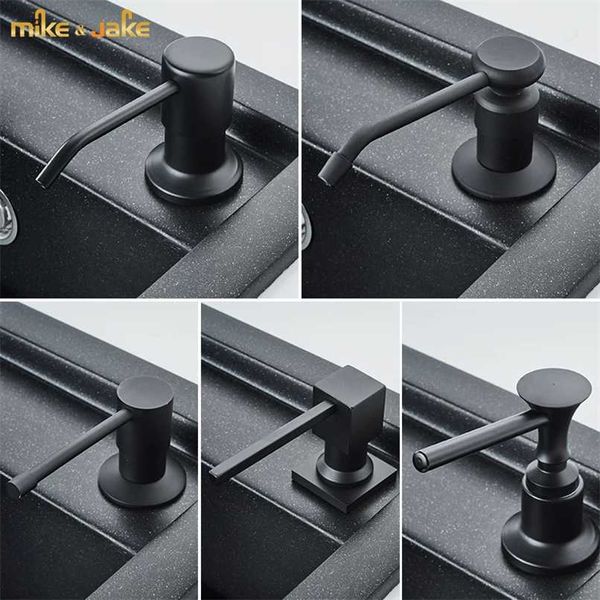 Large-capacity 400ml black soap dispenser for kitchen sinks, a dishwashing detergent bottle with press function