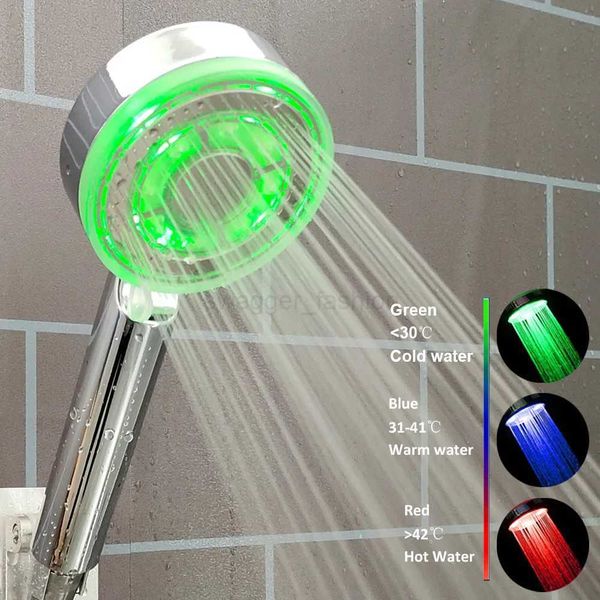 LED shower head with 5 color modes for bathroom temperature display and spa massage