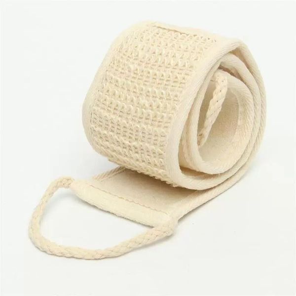 Long-handled back scrubber towel for body exfoliation and massage during bathing
