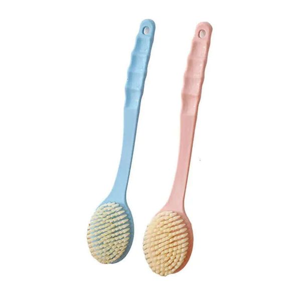 Long-handled exfoliating bath brush for back massage and spa shower scrubbing