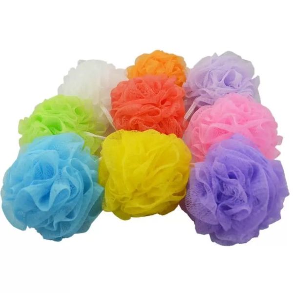 Loofah bath sponge with soft nylon mesh for gentle body cleansing