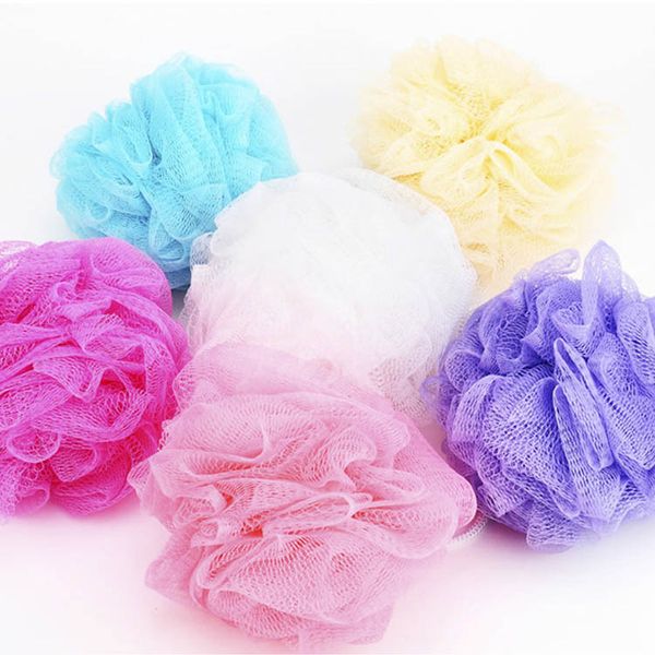 Loofah bath sponge with soft nylon mesh for gentle shower cleaning