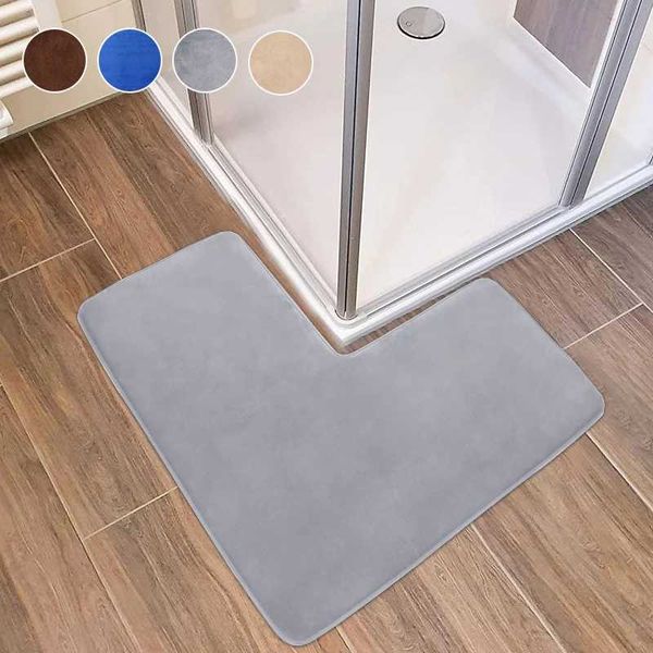 L-shaped non-slip bathroom and kitchen floor mat, perfect for entryways, bedrooms, and living rooms