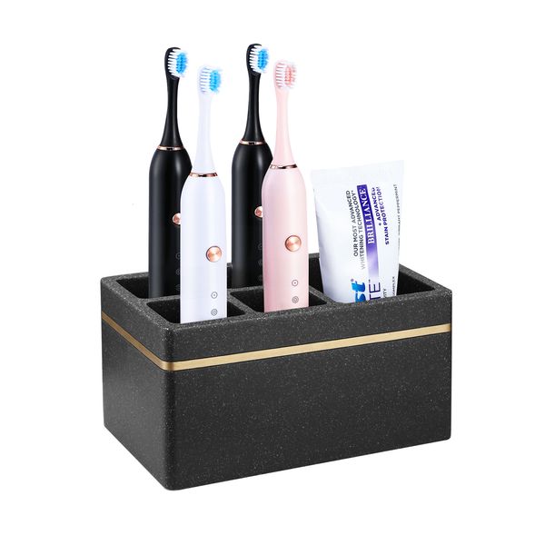 Luxspire resin electric toothbrush holder with 5 slots for bathroom countertop storage