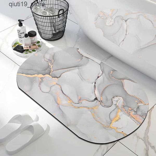 Luxurious Nordic diatomite bath mat with anti-slip, super absorbent, and quick-drying features for bathroom or shower use