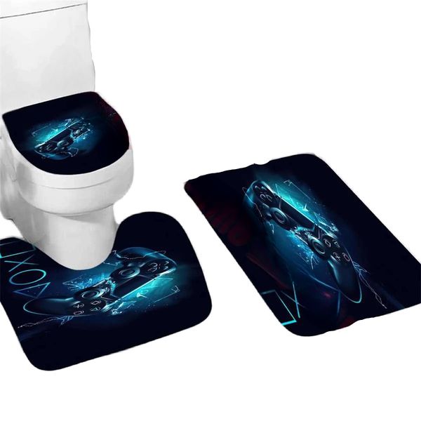 Luxury 3-piece rose print bath mat set featuring elegant swan design, European-style, non-slip, washable for bathroom and toilet decor