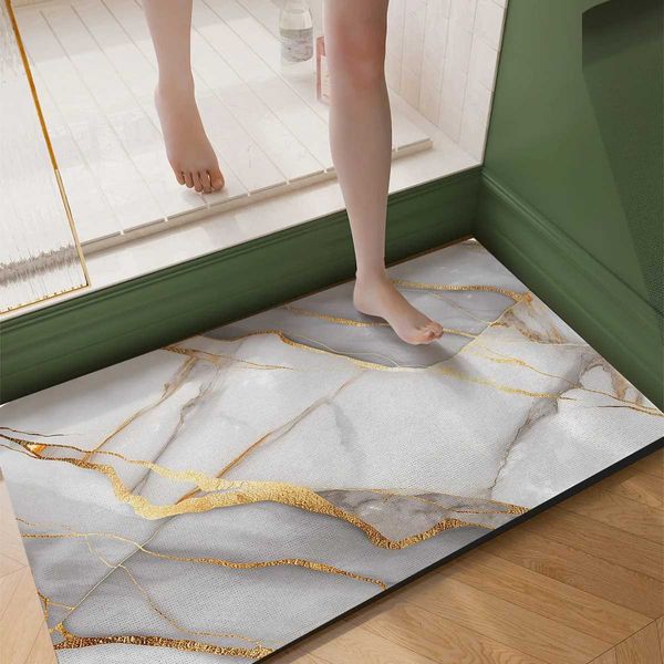 Luxury super absorbent bath mats for quick drying in bathrooms, featuring non-slip shower carpets and washable toilet pads