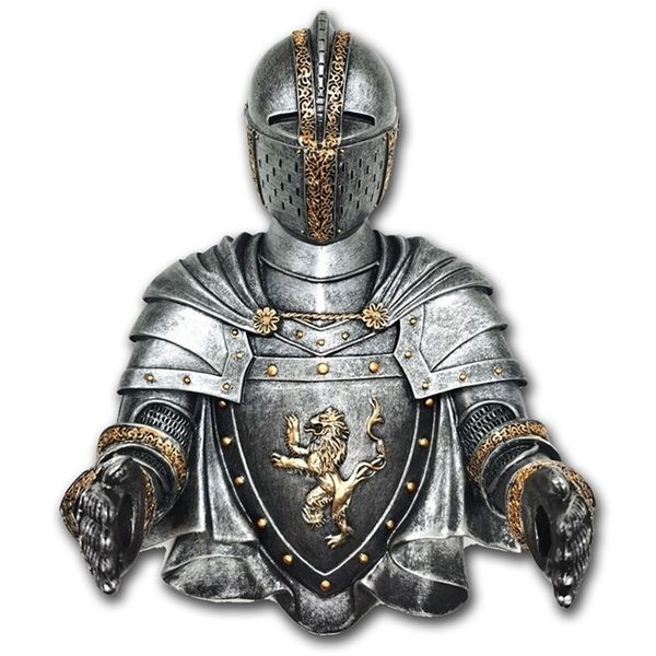 Medieval knight statue toilet paper holder for a gothic bathroom decor