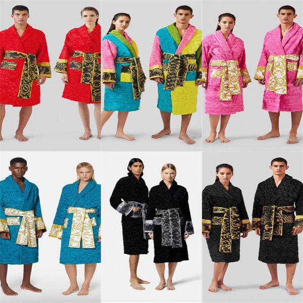 Men's and women's cozy cotton sleepwear robes with shawl collar, fluffy soft texture, vintage designer style, unisex pajamas and bathrobes for couples