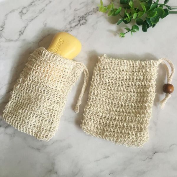 Mesh Soap Bag for Natural Exfoliation and Soap Storage with Drawstring Closure