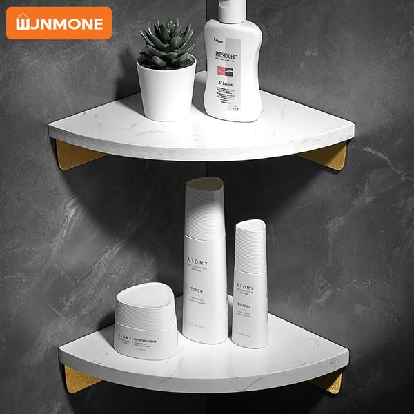 Metal bathroom shelf for cosmetic storage and shower essentials