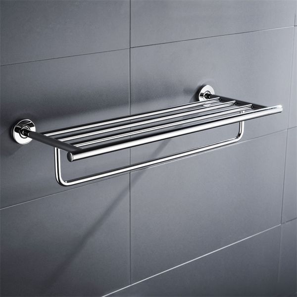 Modern double towel bar wall rack in stainless steel silver finish 200923