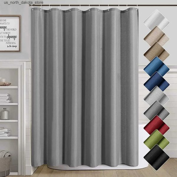 Modern grey shower curtains for a minimalist hotel or home, featuring solid color polyester fabric for stylish bathroom decor