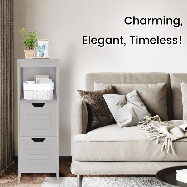 Multifunctional wooden bathroom floor cabinet with storage rack