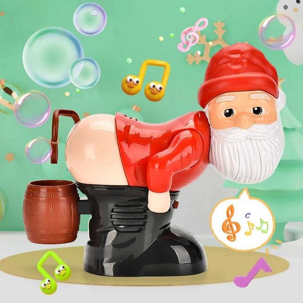 Musical Santa Claus bubble machine with lights, fart sounds, and electric bubble blower for Christmas kids' gift