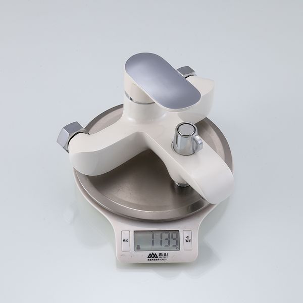 MYNAH White Wall-Mounted Shower Set with Hot/Cold Water Mixer Tap and Handle for Bathroom or Bathtub