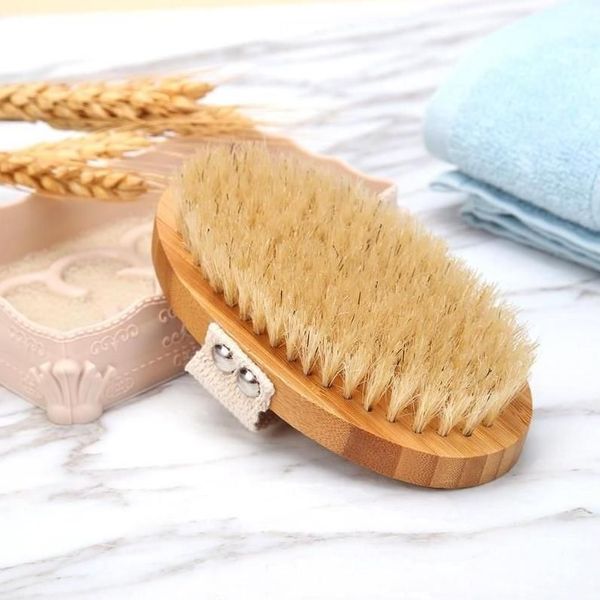 Natural bamboo bath brush for organic skin exfoliation and back scrubbing