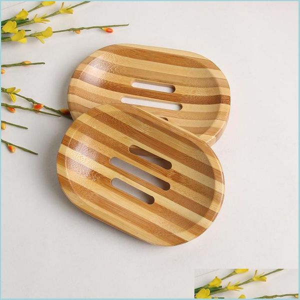 Natural bamboo soap tray for shower and bathroom storage