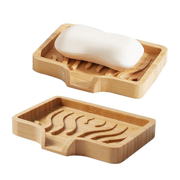 Natural bamboo soap tray with drainage for kitchen and bathroom