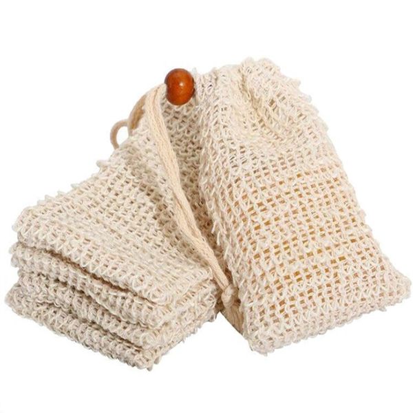 Natural exfoliating mesh soap saver pouch for shower and bath, 9x14cm