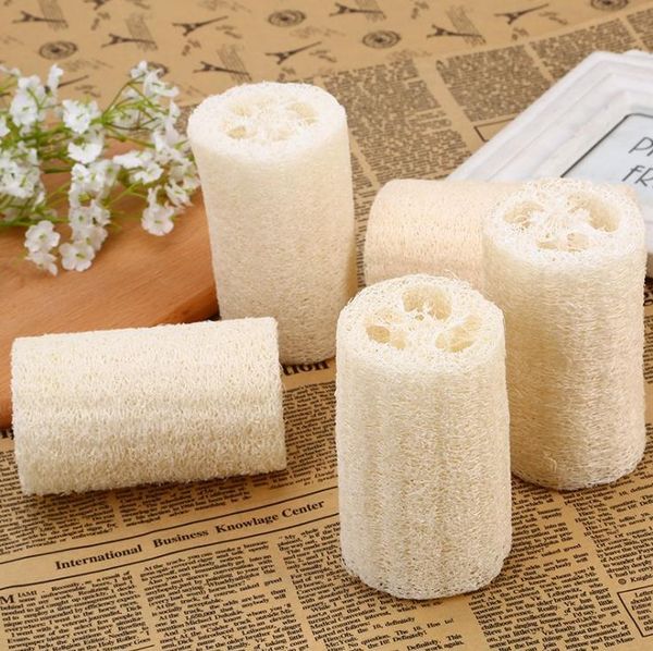Natural loofah sponge for body exfoliation and kitchen use, also serves as a bath brush and massage towel