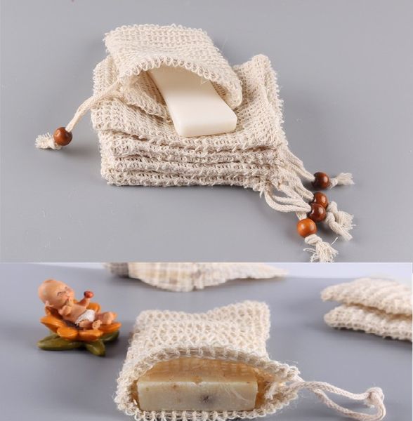 Natural sisal soap pouch for shower exfoliation and drying