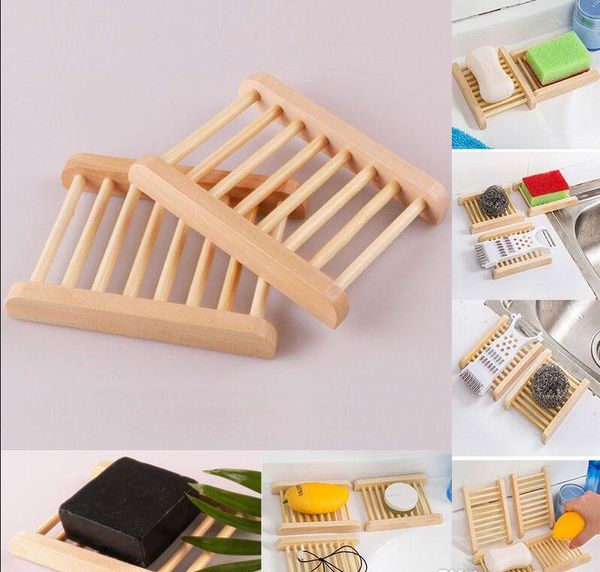 Natural wooden soap dish for bathroom storage and shower use
