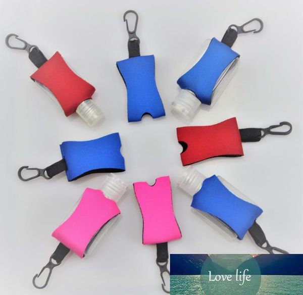 Neoprene sleeve for 30ml sanitizer bottles featuring clip-on design and customizable logo printing, available for bulk purchase