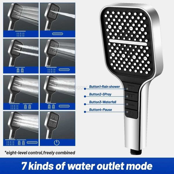 New 2023 Rainfall Shower Head with High Pressure, 7 Adjustable Modes and One-Touch Stop for Bathrooms