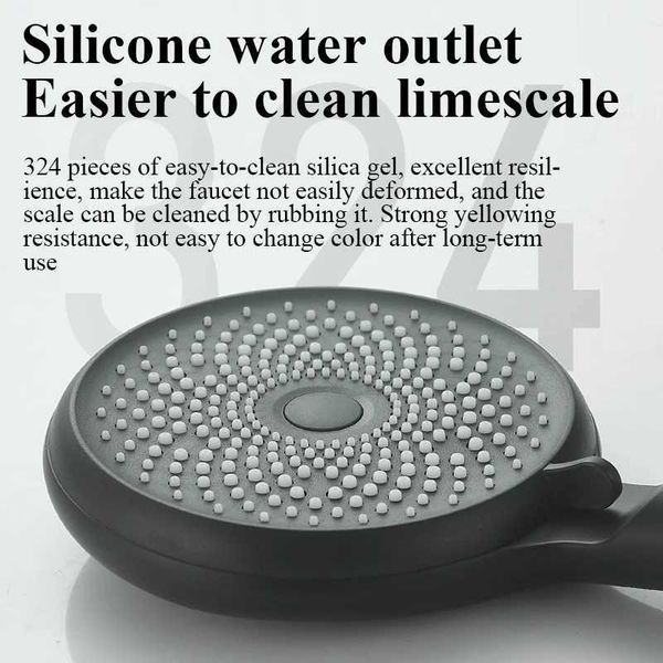 New 3-mode rainfall ABS round shower head with high-pressure turbo spray, adjustable black eco design for bathroom accessories