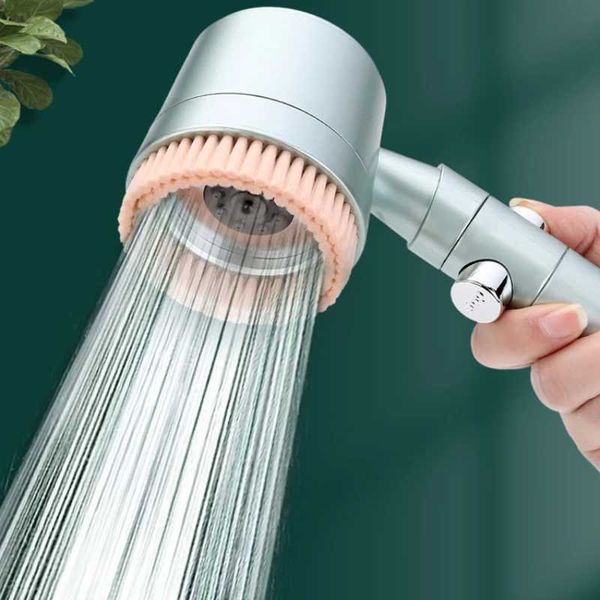New adjustable shower head with 5 spray modes, large nozzle, lift function, single-button stop, massage feature, high-pressure rain shower nozzle W24